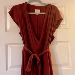 Rust tie-waist dress